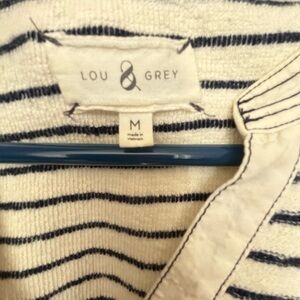 Lou & Grey Navy Striped Knit Top